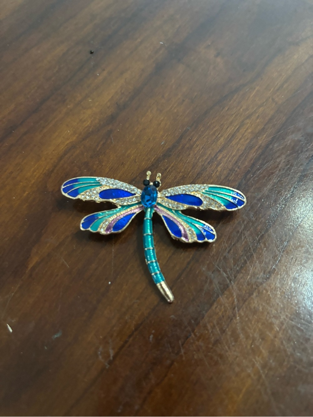 Dragonfly Brooch Pin in Blue-Green Enamel